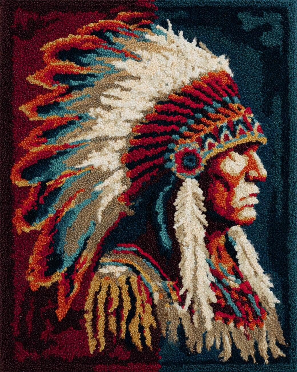 AxiangziK DIY Latchook Kit Indian Portrait Latch Hook Rug Kits for Beginners DIY Needlework Crocheting Tapestry Kit Home Decor 20x15in