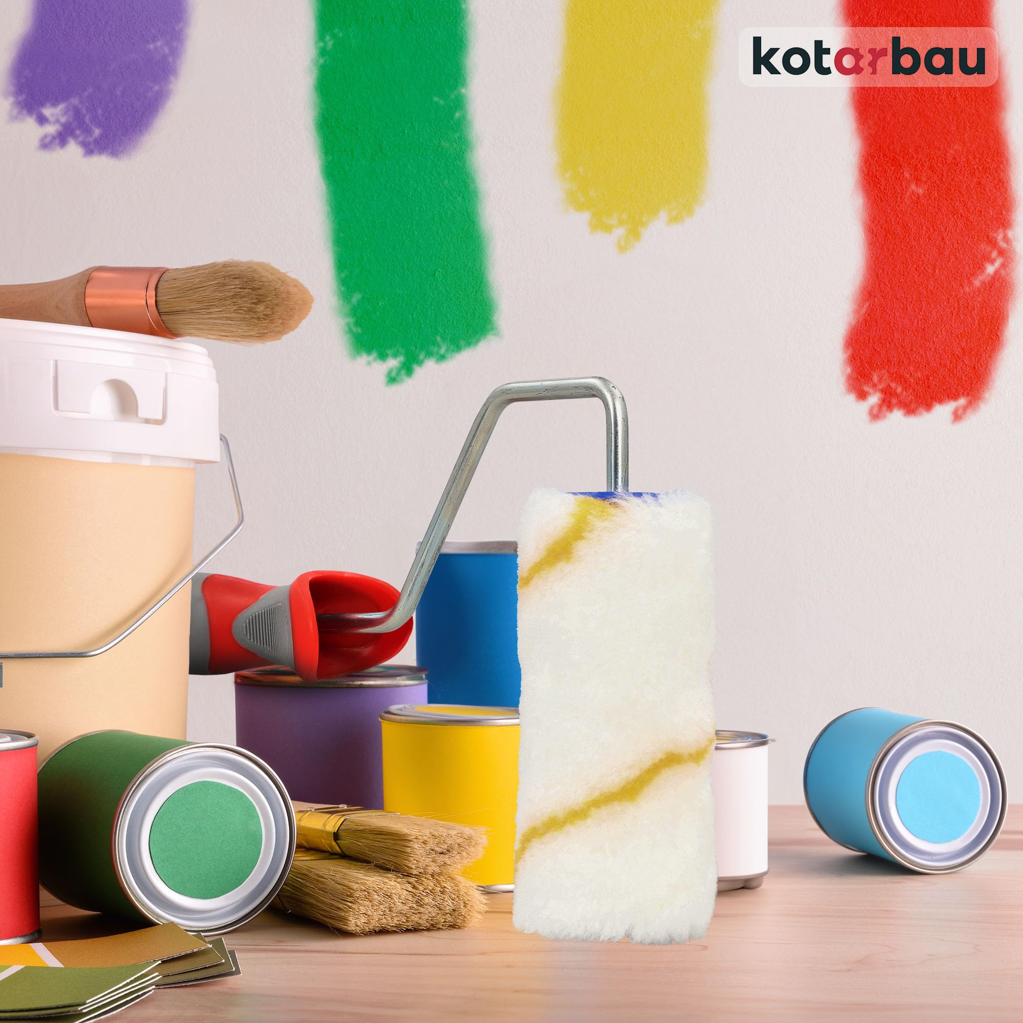 KOTARBAU® Lot de 10 rouleaux de peinture - Avec manche en caoutchouc - Pour travaux de peinture et de rénovation - 100 mm