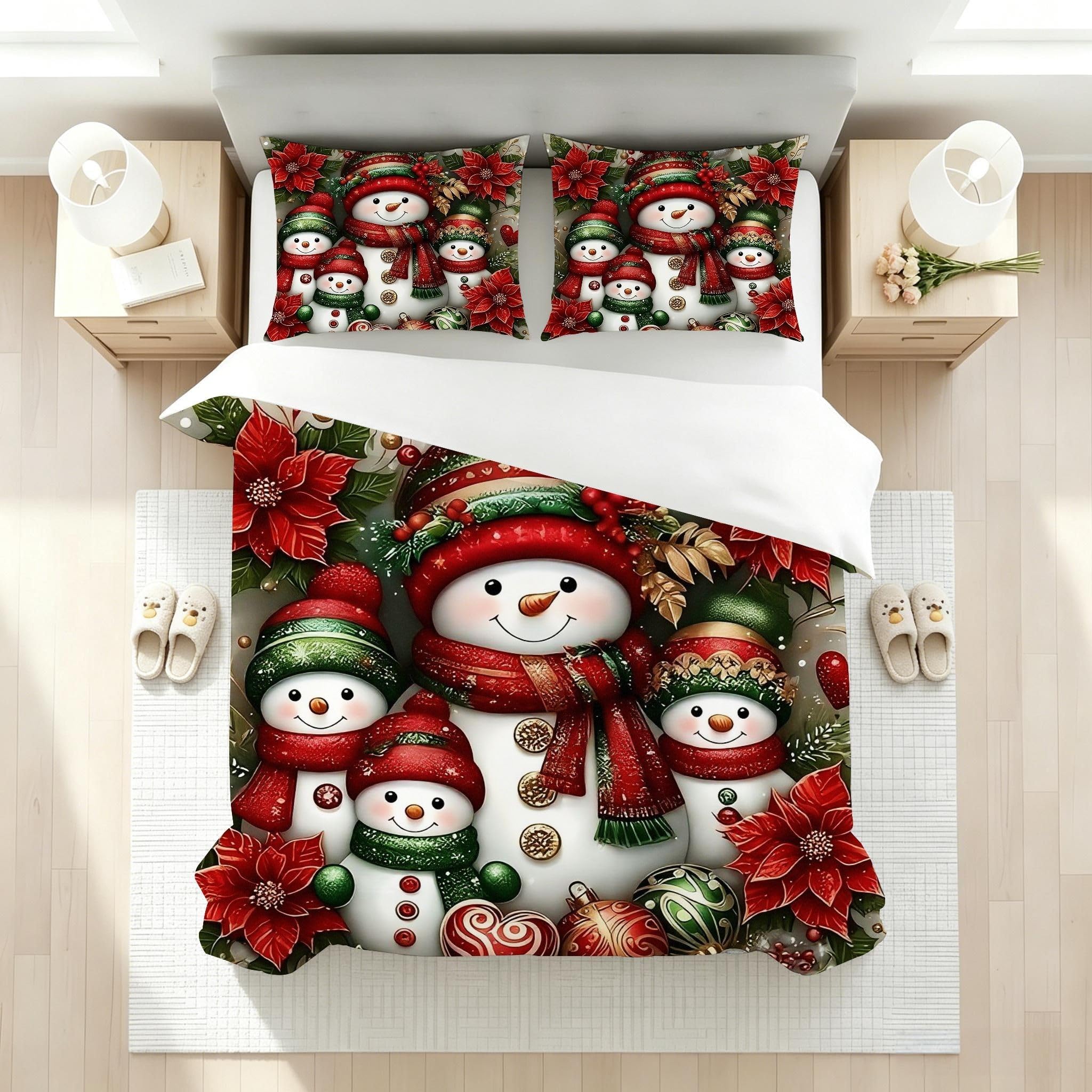 Copripiumino Matrimoniale Pupazzo Di Neve Bianco 260x240, ZW270 | Traspiranti Durevoli Microfibra, per Tutta la Famiglia, Matrimoniale, per Tutte le Stagioni, con 2 Federe 50x80 cm