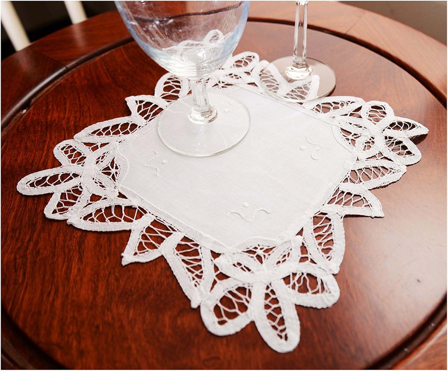 Squre Battenburg Lace Cotton (7 inch Square). (12 Pieces Package)