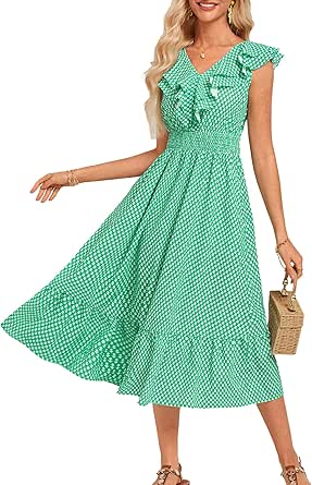 Women's Floral Maxi Dress - Boho Sleeveless V-Neck Summer Beach Dress