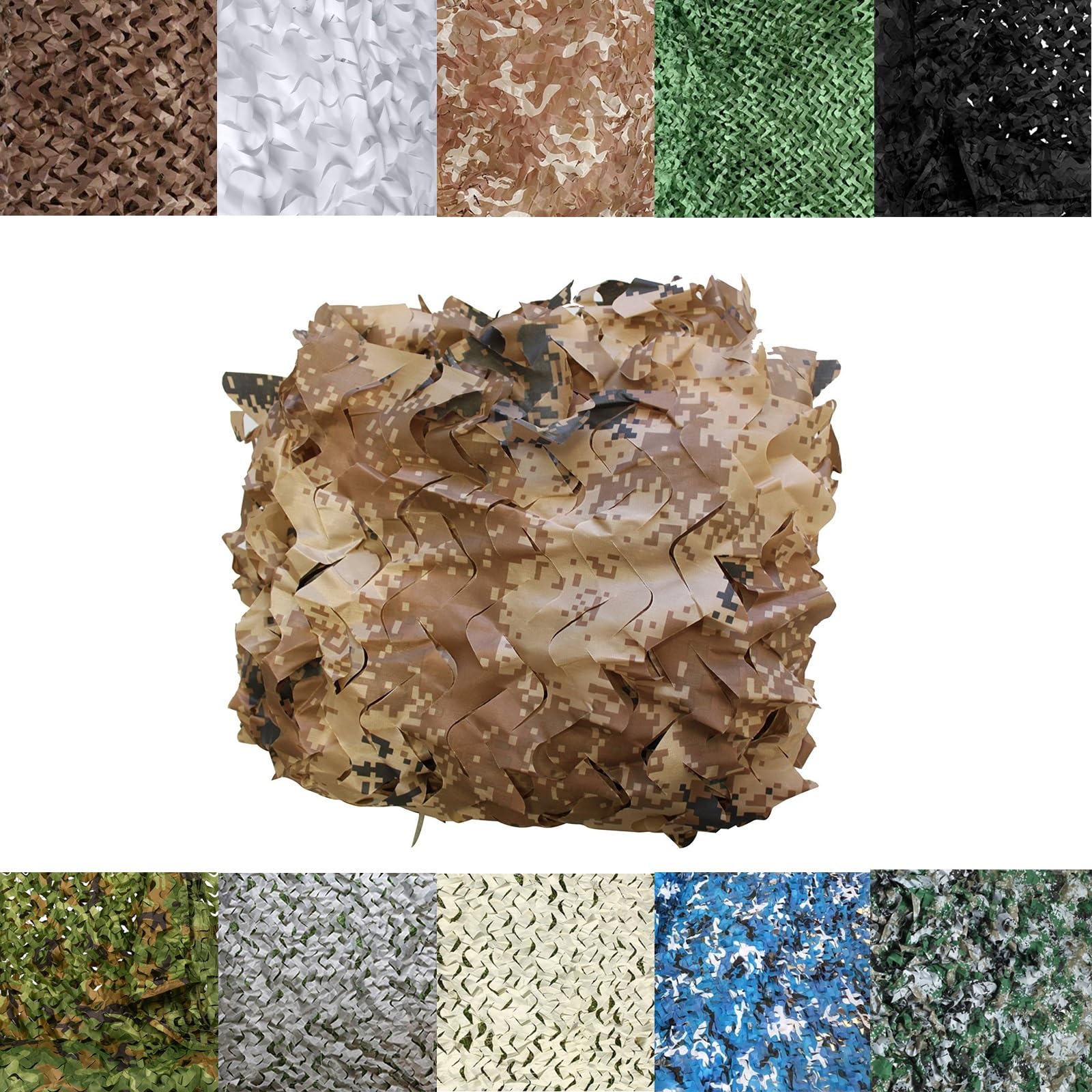 LTSRLL Camouflage Net Camo Netting Roll Greenhouse Shade Netting Tear Resistance Polyester Sunscreen Fabric Privacy Fence, 10+ Colors(Color:Desert,Size:3x6M(9.8x19.7ft))
