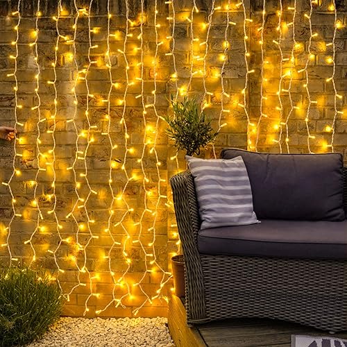 Miniatura 9 de JMEXSUSS Cadena de 300 luces LED para interiores y exteriores, alambre transparente, luces de Navidad blancas cálidas con 8 modos, luces de cadena