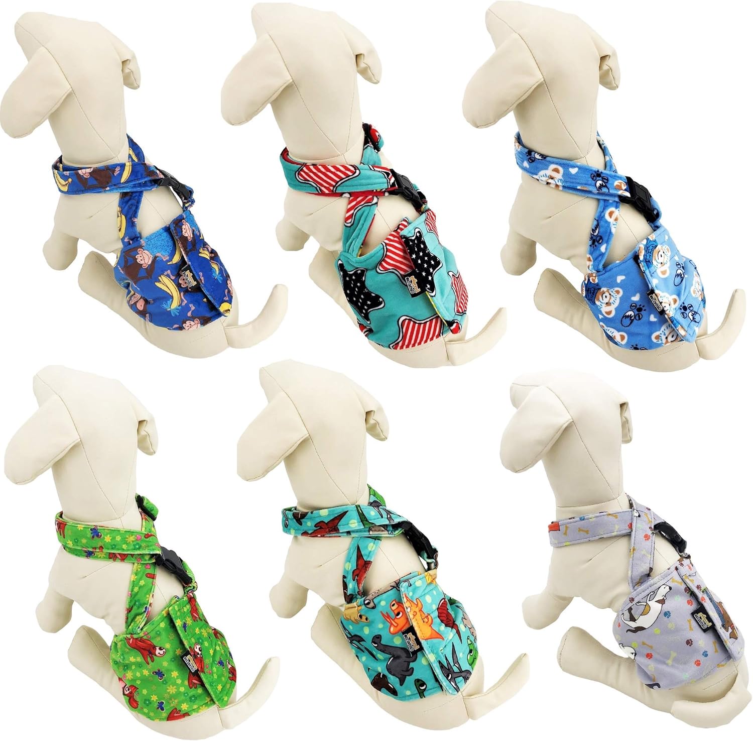 犬用おむつ 男性用 男の子 ベリーバンド 再利用可能 洗濯可能 サスペンダー付き ソフトフリース (ブルーモンキー、L:ウエスト 4