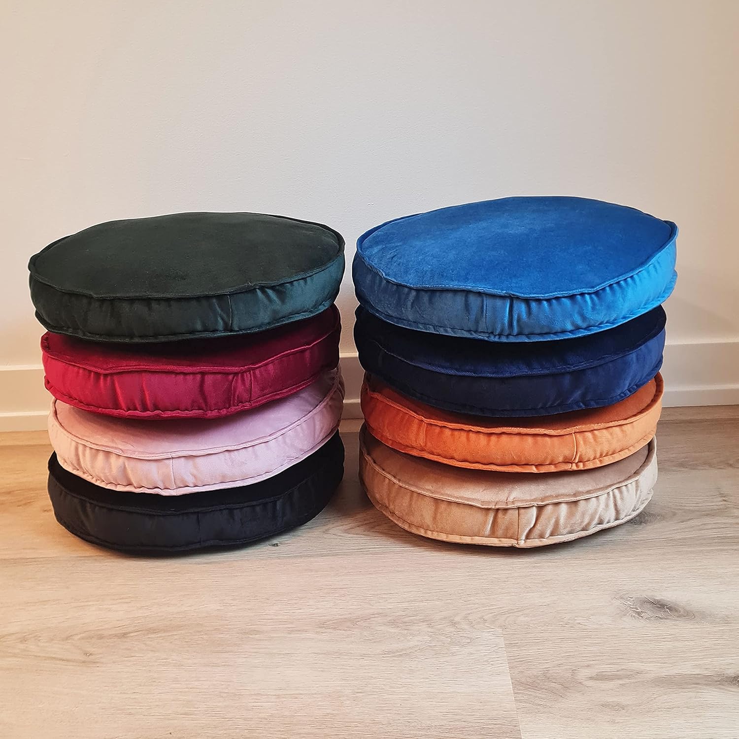 16 in Round 3 in Thick Plush Velvet Chair Pad Seat Cushion with Handle for Bar Stool/Kitchen/Dining Room Chair/Stadium Seat/Portable (Dusty Rose, 2)