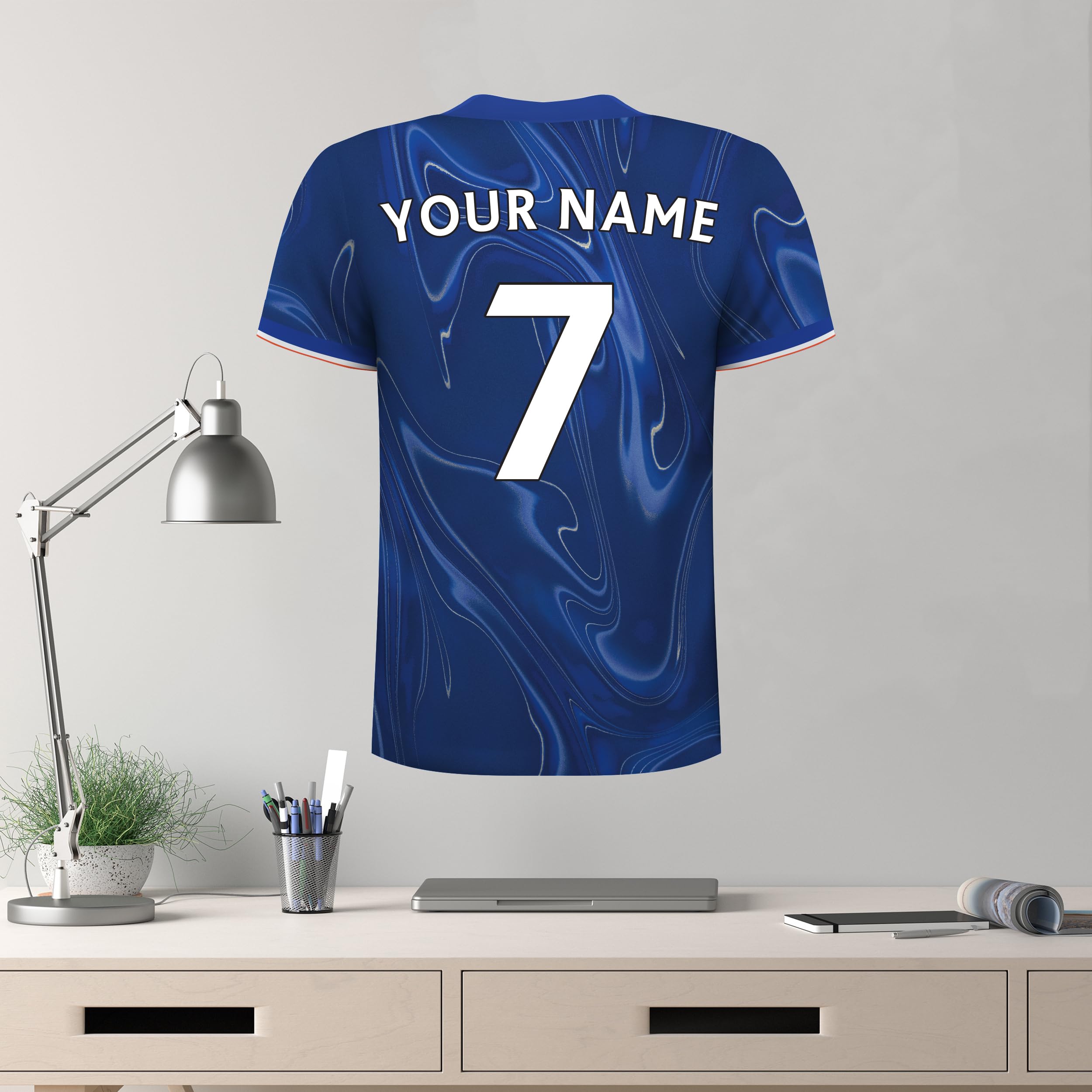 Beautiful Game Blue Chelsea Football Club Official 20/21 Personalised Shirt Name & Number Wall Mural Sticker (90Cm Height)