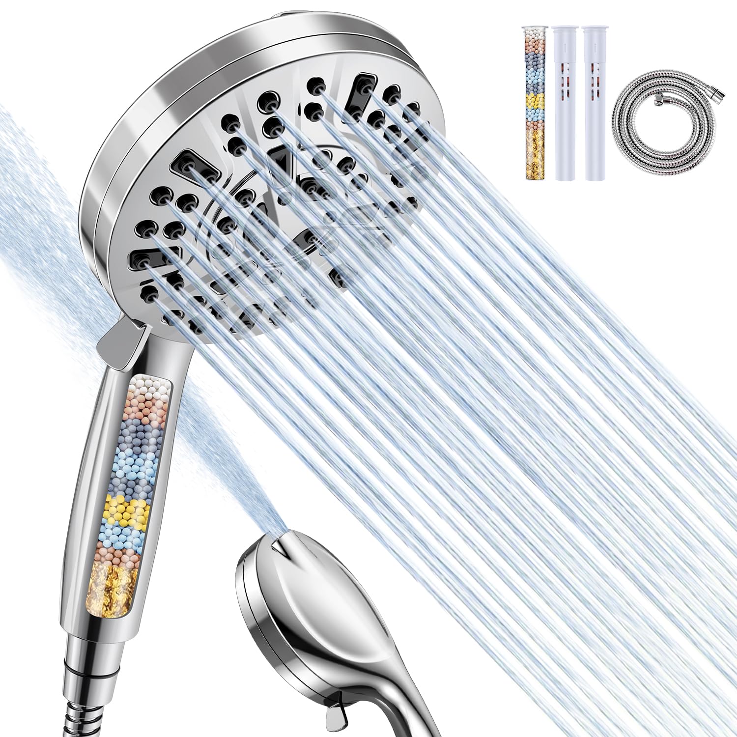 Hard Water Filter Shower Head Set,9 Mode High Pressure Bathroom Showerhead