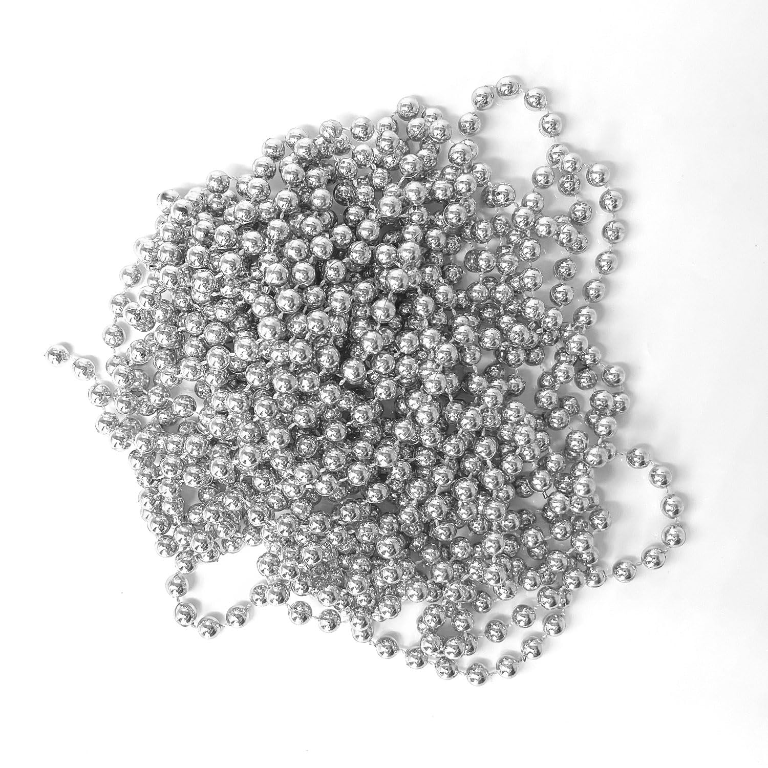 8 m Cadena de Perlas de Navidad, Guirnalda de Perlas para Decoración de Navidad, Adviento, Bodas (Plateado)