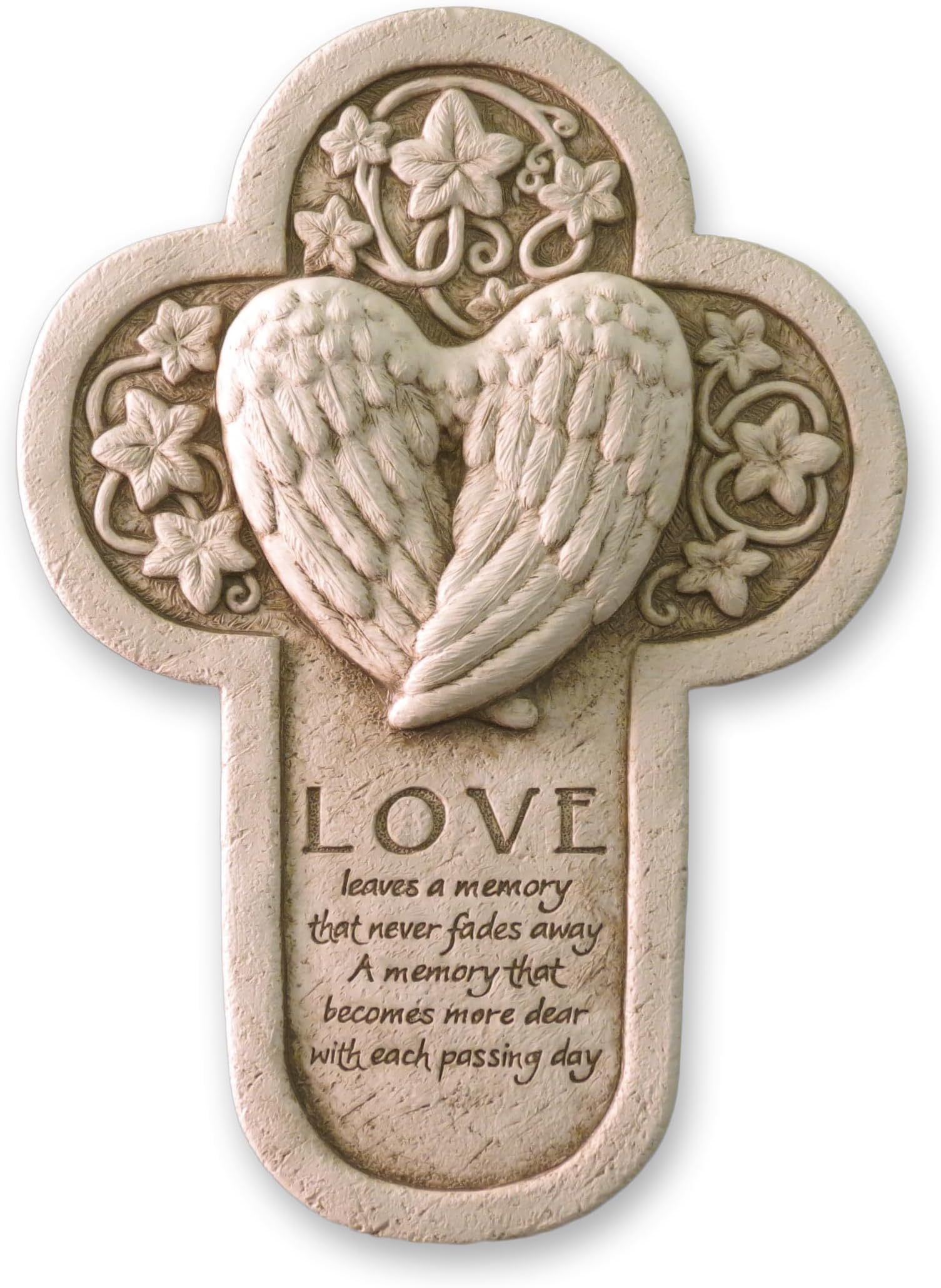 CarruthStudio Love Leaves a Memory Wall Plaque - Angel Wings Cross Memorial Remembrance Condolence Sculpture