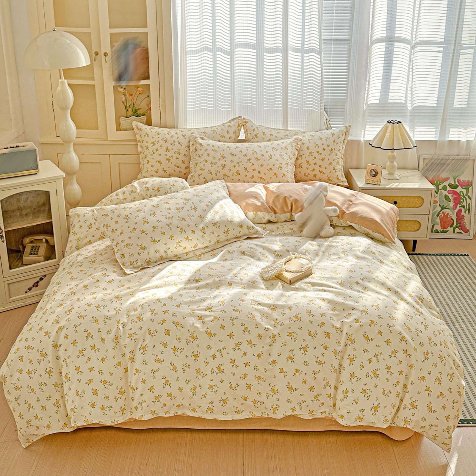 Housse de couette 200x230cm coton avec taies d'oreiller pour lit deux personnes