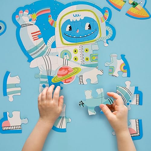 Miniatura 5 de C.R. Gibson BJP2-24931 Hello Lucky Yeti Puzzle que brilla en la oscuridad para niños con póster a juego, 15 x 15 pulgadas, multicolor, 33 piezas