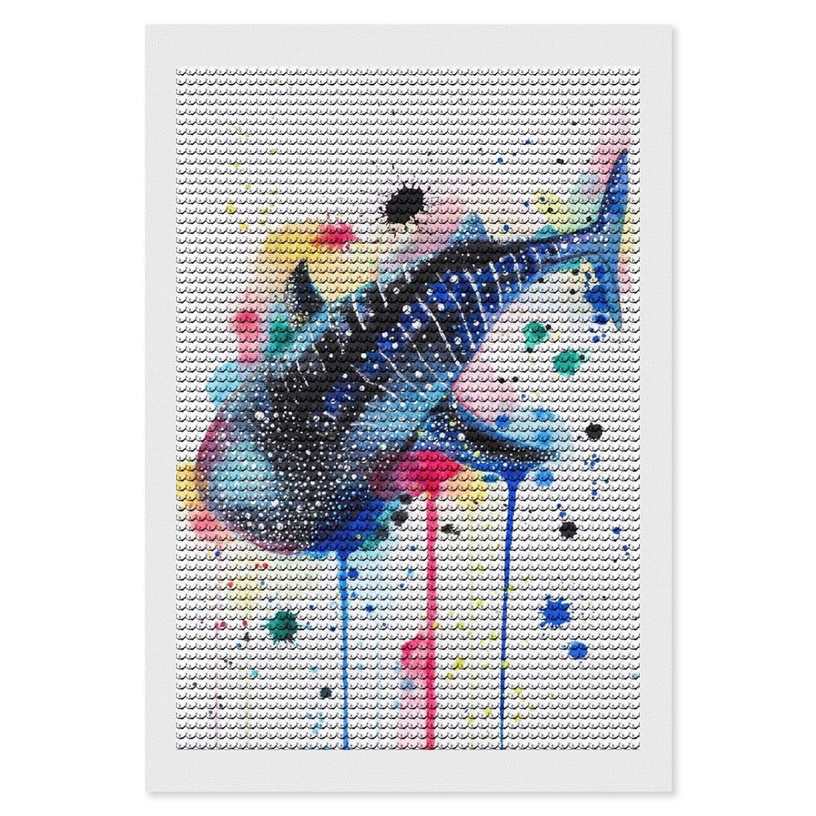 Junmoney Whaleshark Diamond Painting Kit 8"x12", Adhesive Canvas, Home Wall Decor, for Beginners, Birthday Gift, Full Kit Included