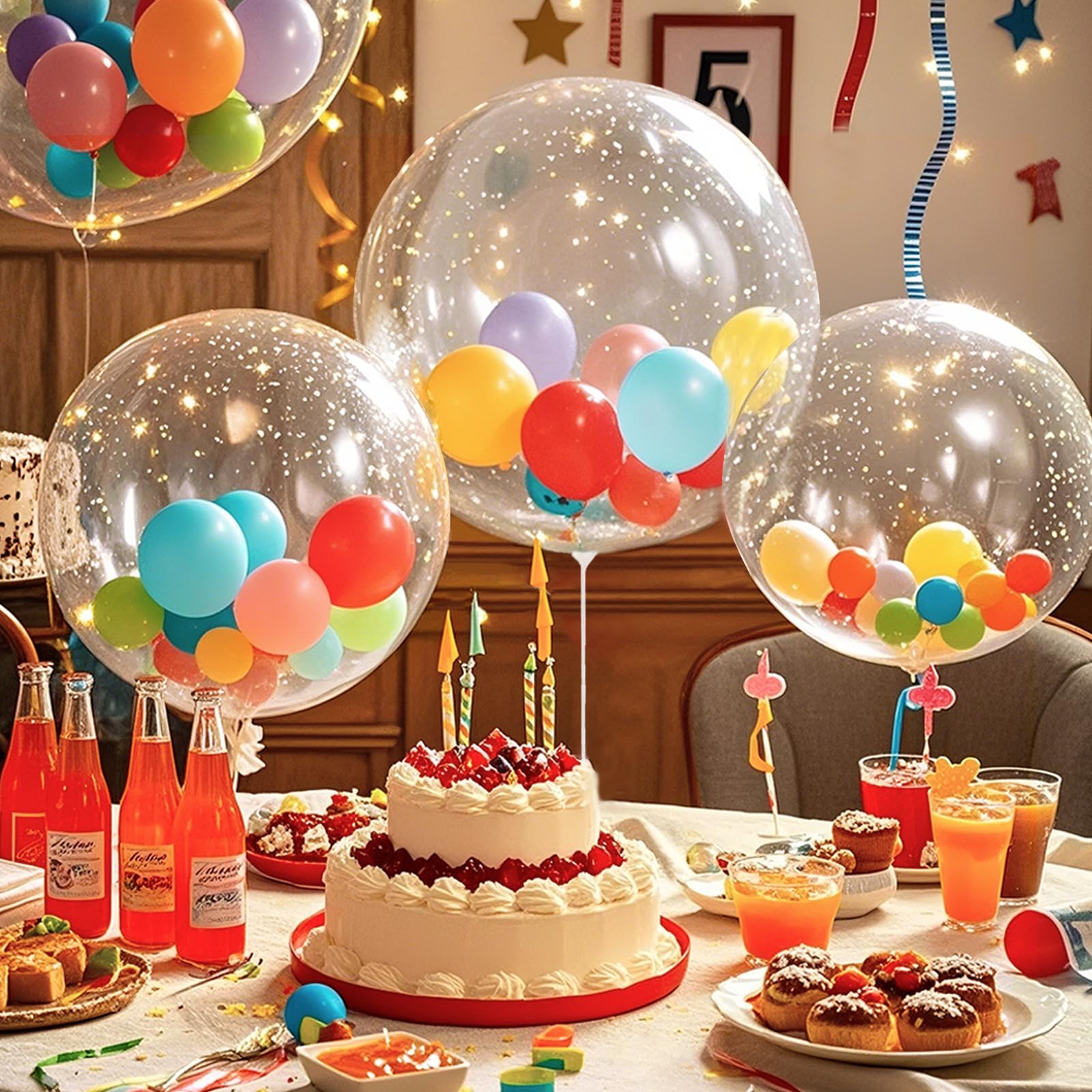 Ballons Bobo Transparents 20 Pouces – Lot De 15 – DIY Confettis, Plumes, Cadeaux – Pour Fêtes, Mariages, Anniversaires – Réutilisables