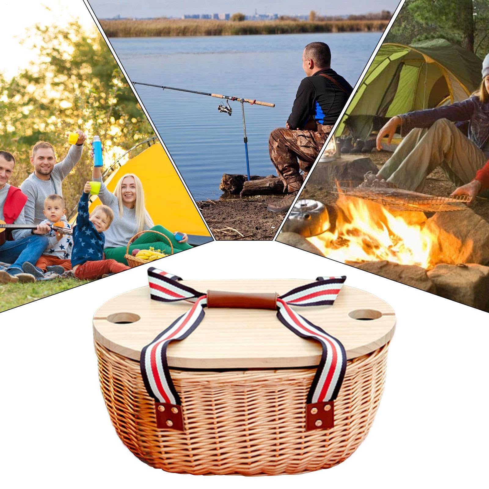 Cestino da Picnic in Borsa Frigo Intrecciata Portatile Isolata | Scatola Da Campeggio Per Viaggi All'aperto Spiaggia Picnic Famiglie Coppie Giornate Calde Festa