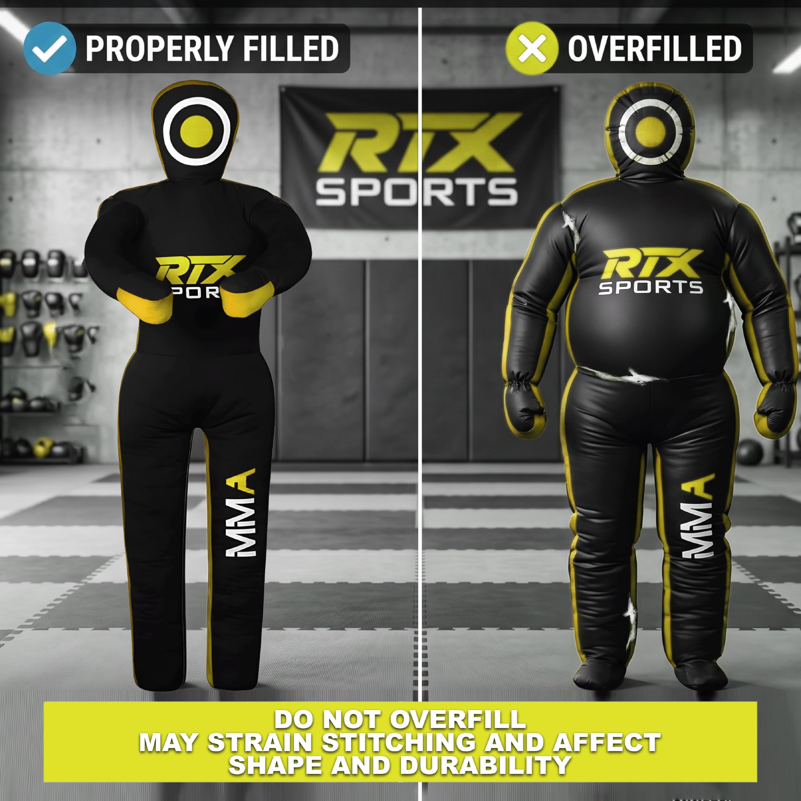 RTX MMA Dummy Judo Grappling Dummy Punch Bag Brazilian BJJ JIU Jitsu Standing Posición de Lucha Libre de Artes Marciales Boxing Karate Entrenamiento Dummy - Lona - UNFILLED