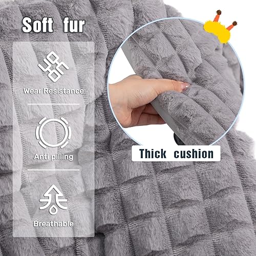 Miniatura 4 de HollyHOME Silla platillo extragrande con otomana plegable, cómoda silla plegable de gran tamaño y reposapiés plegable, silla de lectura de piel