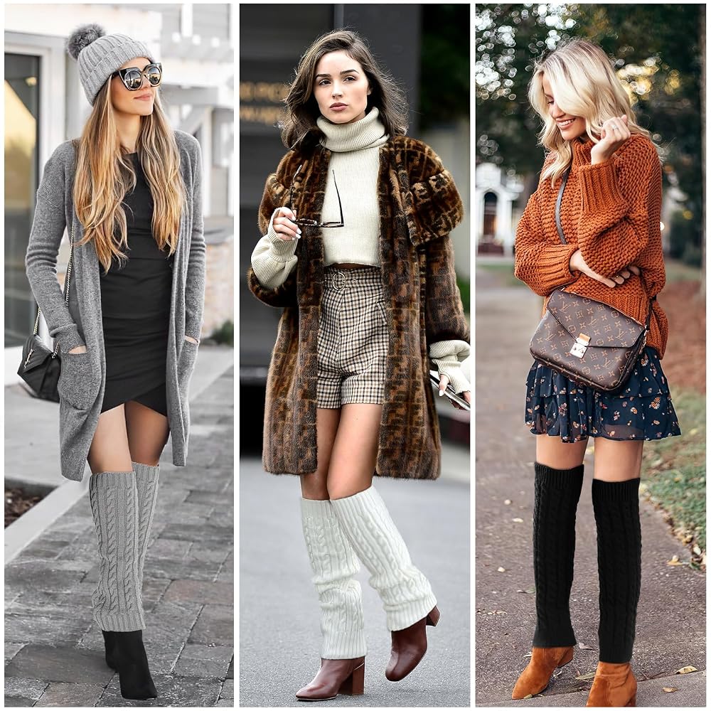 Jambières Femme Tricotées - Leg Warmers Longs En Laine Acrylique - Guêtres Chaudes Pour Bottes Hiver