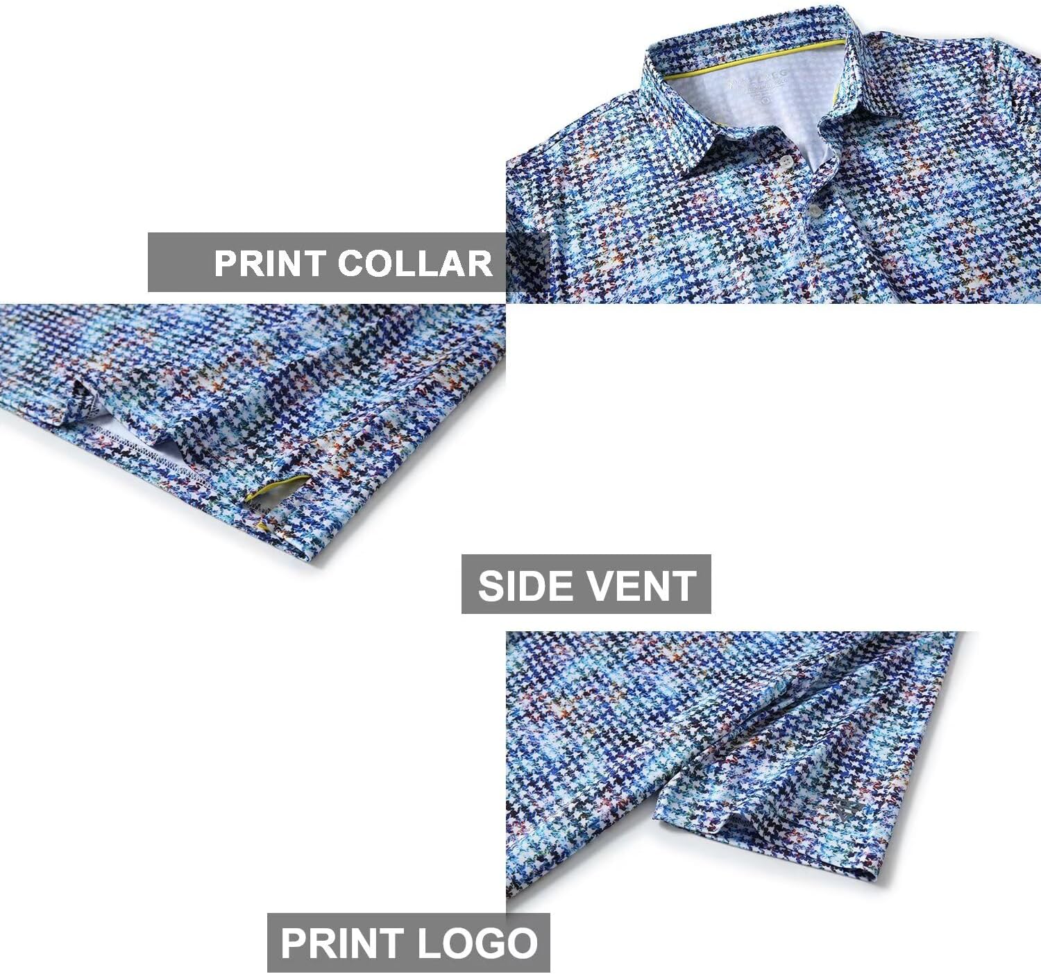 Golf Shirts for Men Dry Fit Short Sleeve Print Performance Moisture Wicking Polo Shirt - Image 4