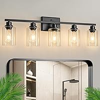 Vista 18 de Ascher Lámparas de baño de 4 luces, modernas luces de tocador con pantalla de vidrio transparente, lámpara de pared de níquel cepillado para espejo