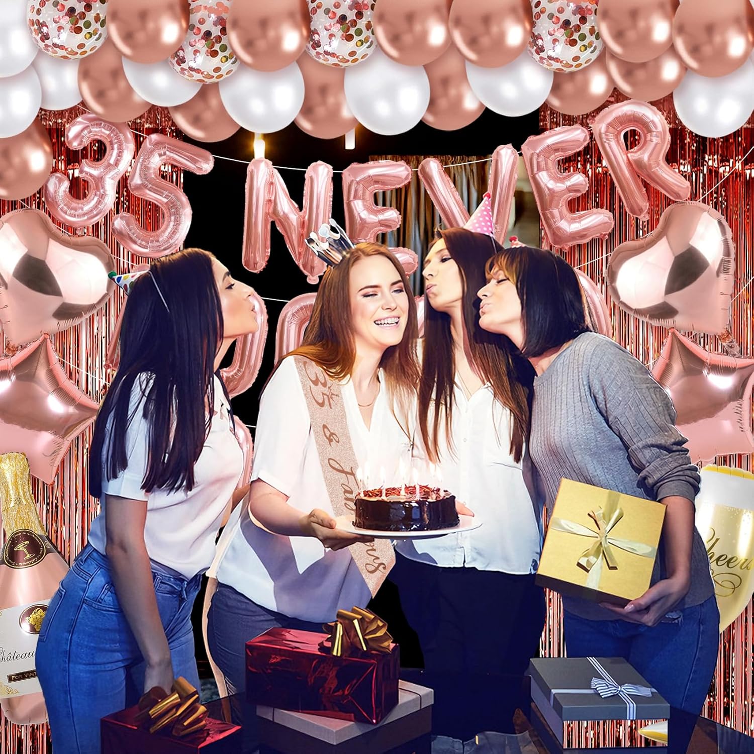 35th birthday decorations for her happy 35th birthday decorations for women 35 birthday decorations for women 35 year old girl birthday decorations Rose Gold thirty five birthday Party Decor - Image 8