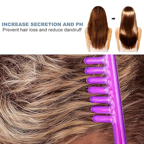 Miniatura 2 de Sonew Sonda en forma de peine de vidrio  Estimulador para cabello y cuero cabelludo  Accesorios para máquina de piel de alta frecuencia  Luz púrpura