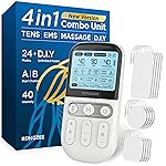 4 in 1 - D.I.Y & Tens Unit & EMS & Massage Muscle Stimulator, Dual Channel TENS Units Therapy Machine for Pain Relief, FDA Cleared Rechargeable Electronic Pulse Massager, with 12pcs Electrode Pads.
