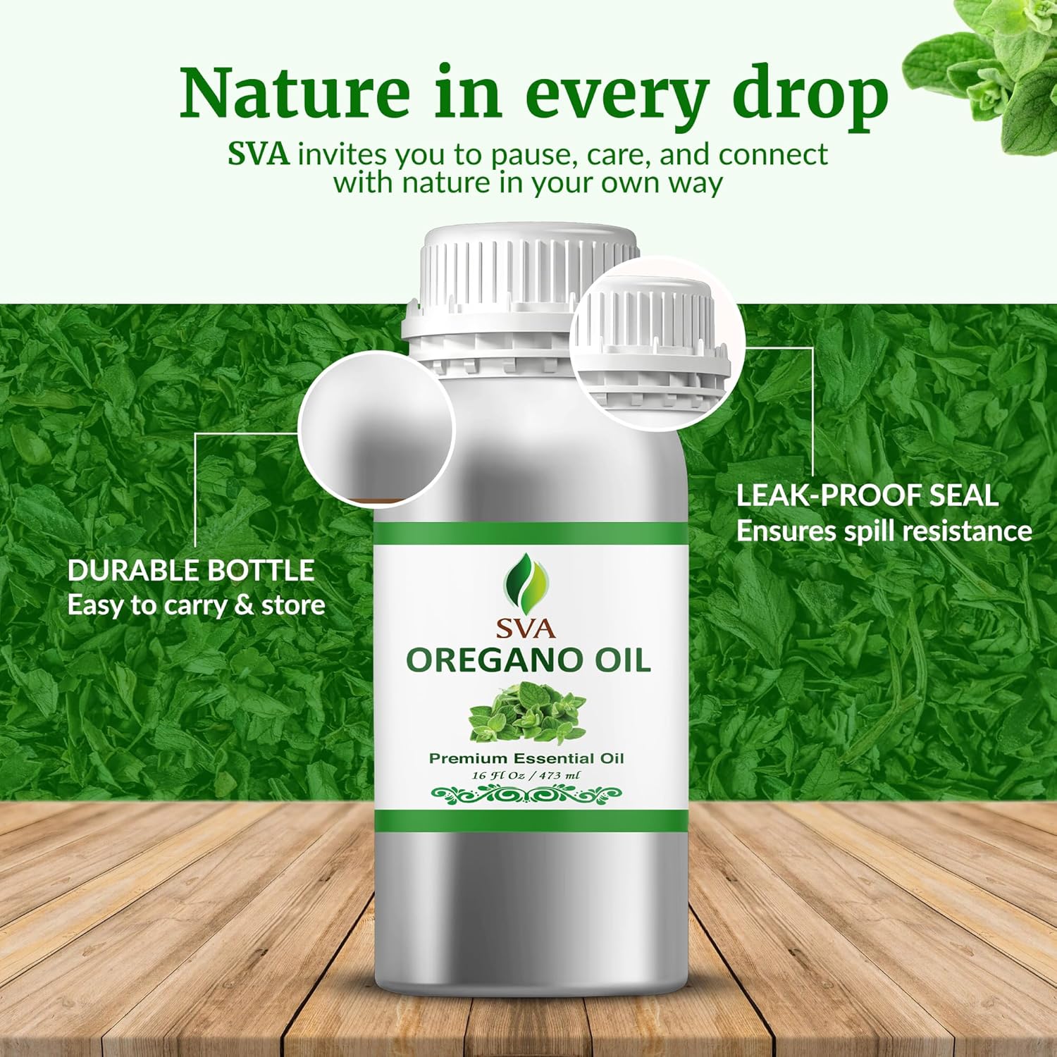 SVA Oregano Essential Oil – 16 Fl Oz – 100% Natural Oregano Oil - for Diffuser, Hair Care, Face, S-kin Care, Aromatherapy, Scalp and Body Massage, Soap and Candle Making