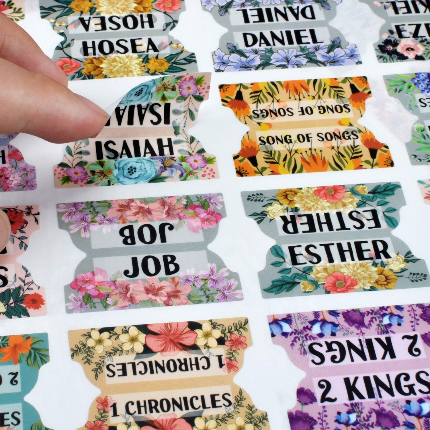 Bible Index Tabs New & Old Testament Tabs Matte Laminated Floral Design - 121 Pcs : Office Products