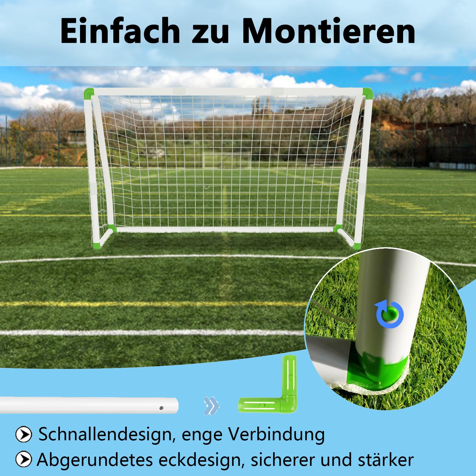PVC Fußballtor 180x120x80cm - Fußballtore mit Netz Geeignet für Garten, Strand und Park, Trainings Fußballnetz, Fußball Tor Torwand Ideales Tor für Kinder und Erwachsene