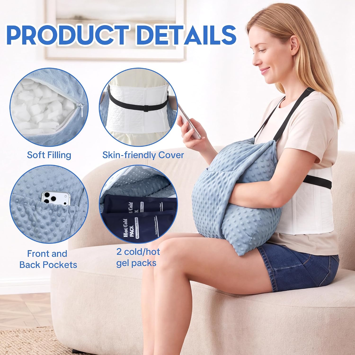 5 Pcs Hysterectomy Recovery Must Haves Set, C Section Post Surgery Pillow image 3