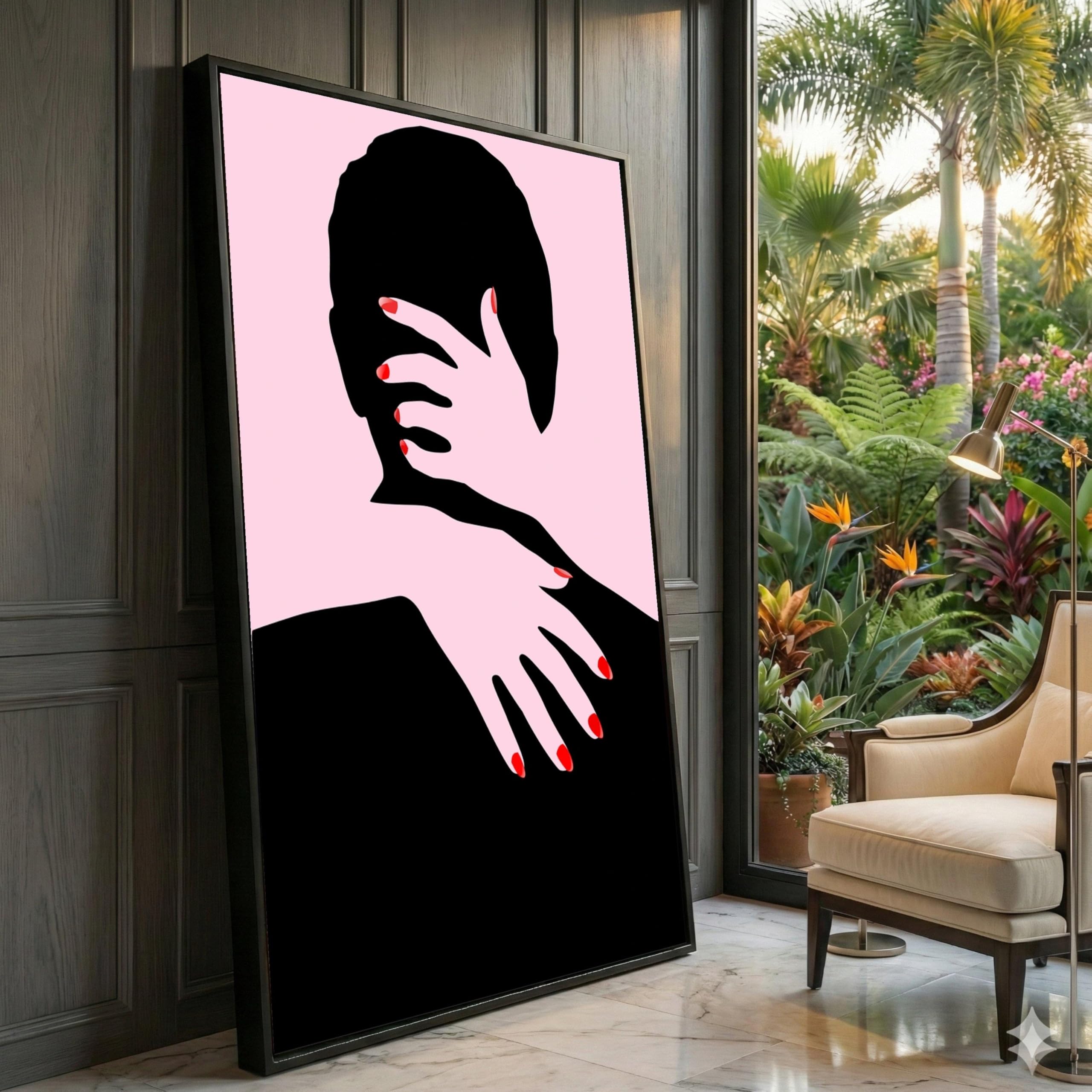 Toile silhouette étreinte tableau amour abstrait moderne 55x100 - 8