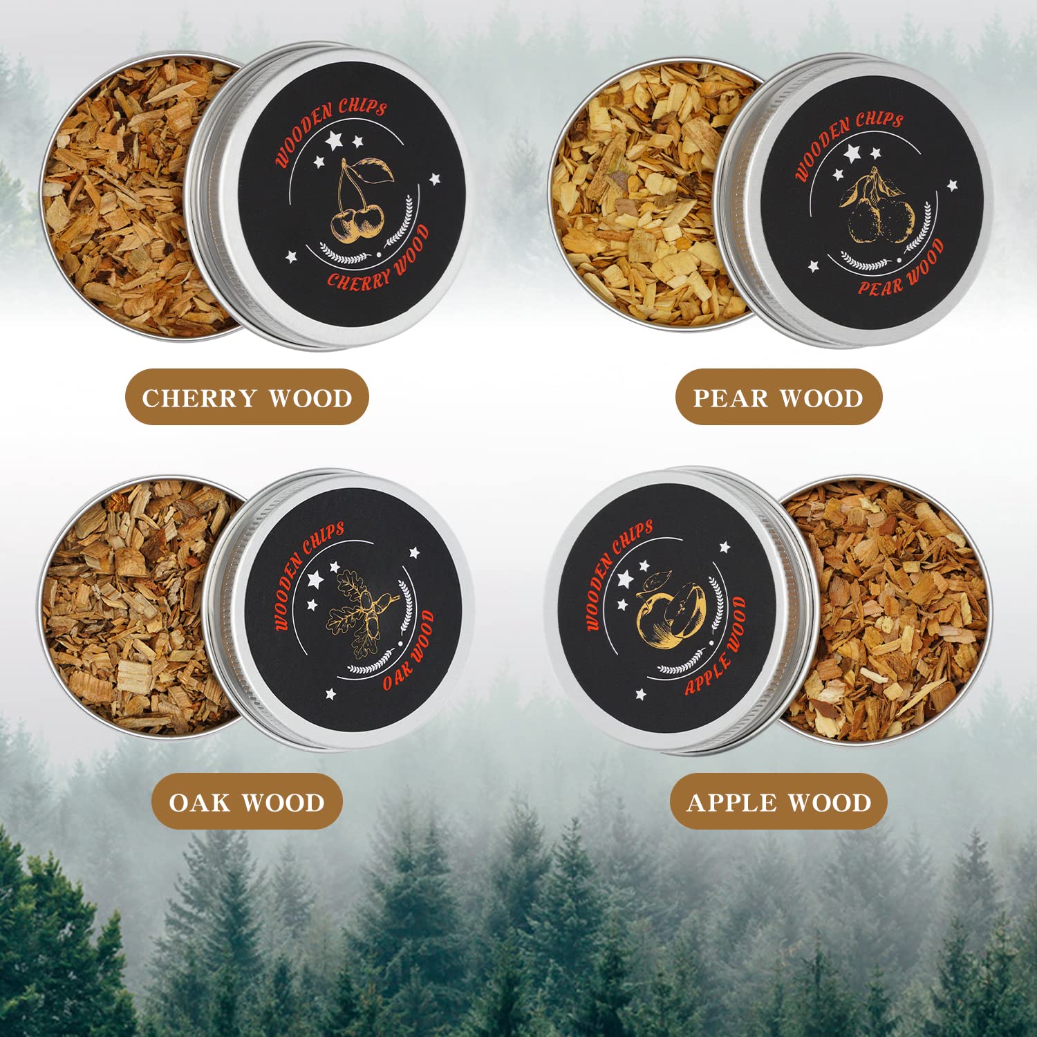 Kit fumatore cocktail, 4 pezzi trucioli di legno per whisky BBQ carne Bourbon, vecchio stile cocktail kit