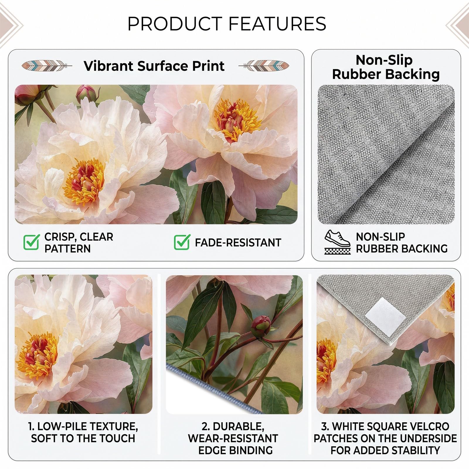 Générique Fleur Rouge Feuille Verte Tapis 140x200 cm Lavable en Machine, Floral Nature Tapis AntidéRapant Doux Poil Ras, pour Salon, Chambre et Salle à Manger
