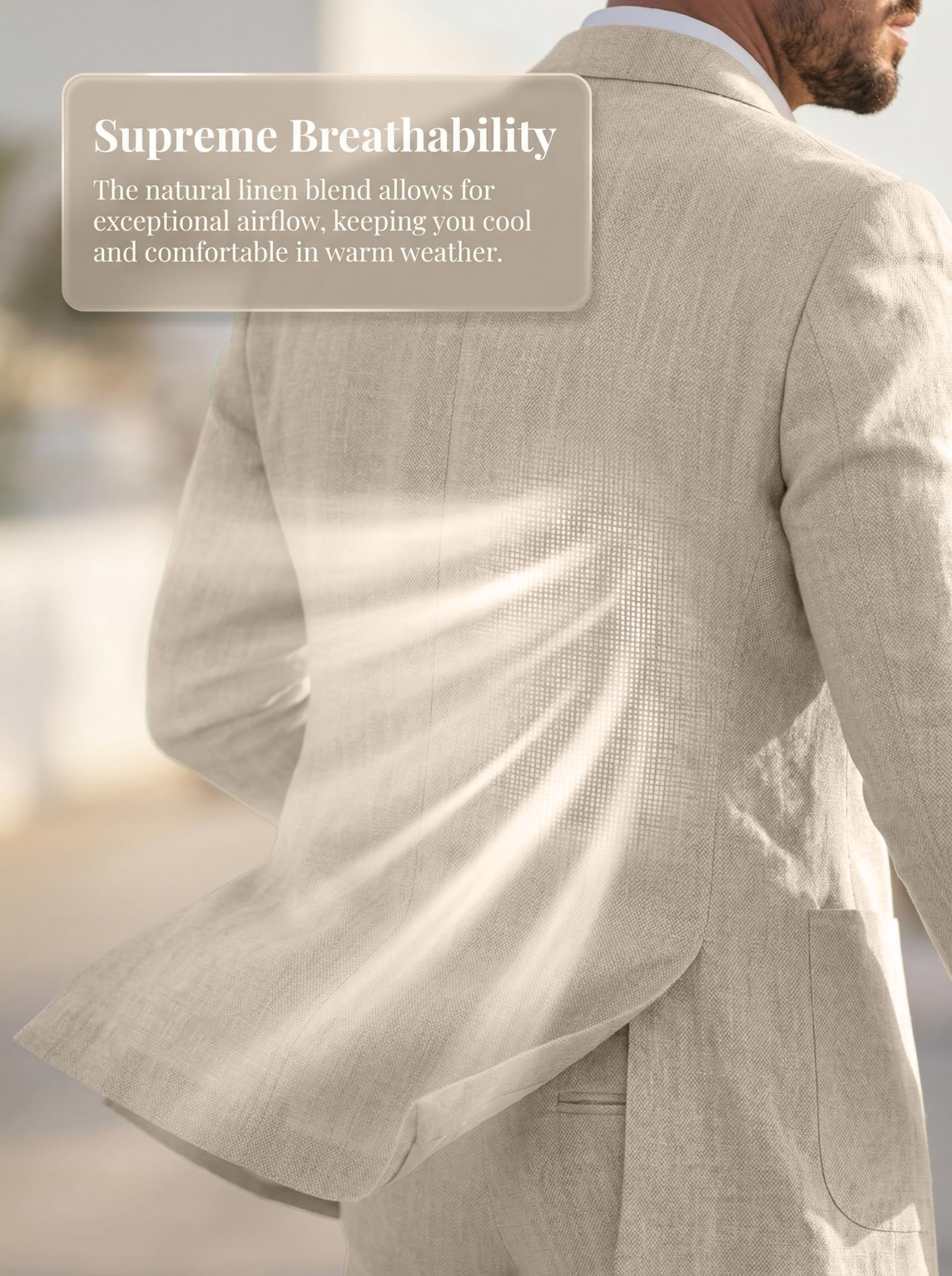 Herrenanzug, 3-teilig, Leinen, schmale Passform, Blazer, Weste, Hose, Set, Hochzeit, Abschlussball, Smoking, Business, Freizeitanzug