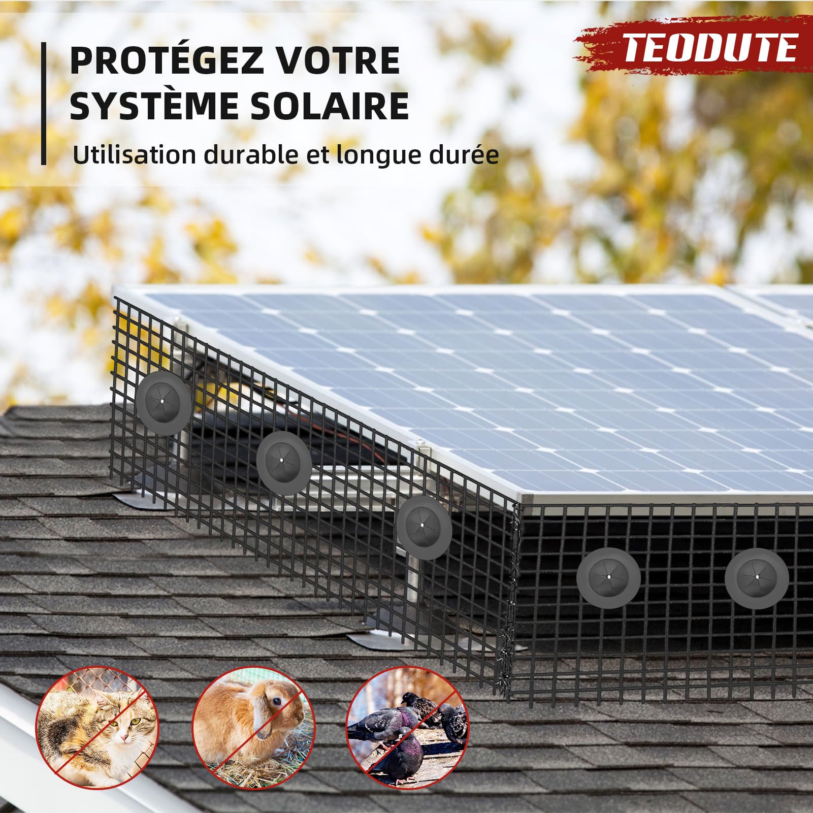 Rouleau Grille Protection Panneaux Solaires 20cm x 30m Kit Treillis Anti-Oiseau 70 Attaches INOX Revêtement en PVC Antirouille Maille Métallique 12,7 mm pour Empercher Créatures Écureuils