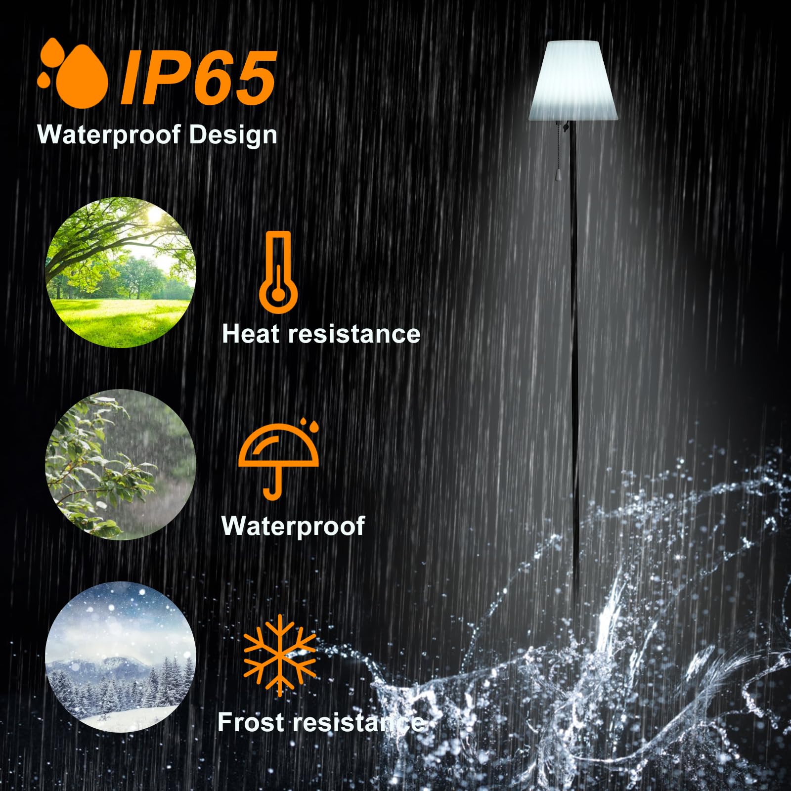 Lixada Lampada da terra solare per esterni, dimmerabile, con sensore di luce, luce bianca calda e RGB, impermeabile IP65, ricaricabile USB, lampada da terra a batteria per interni ed esterni, ideale