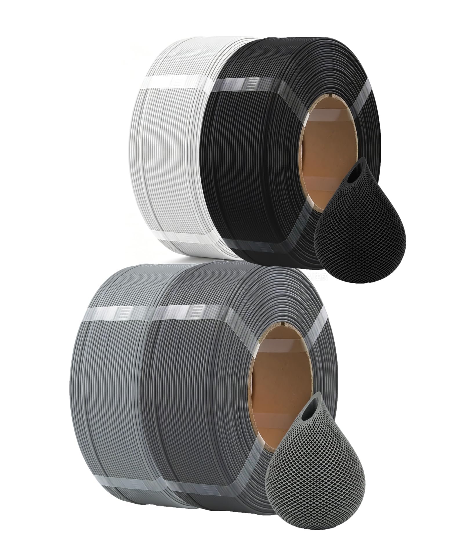 OVERTURE PLA filament bez szpulki, 1 kg, 1,75 mm, czarny, 1 biały, 1 x jasnoszary, 1 kg, kosmiczny szary x 1 x 4 kg