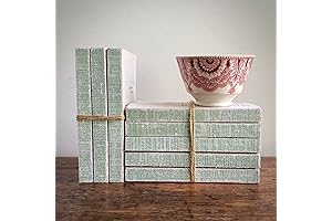 Rustic Decorative Books Set in Sage, Green Shelf Decor, Farmhouse Book Stack