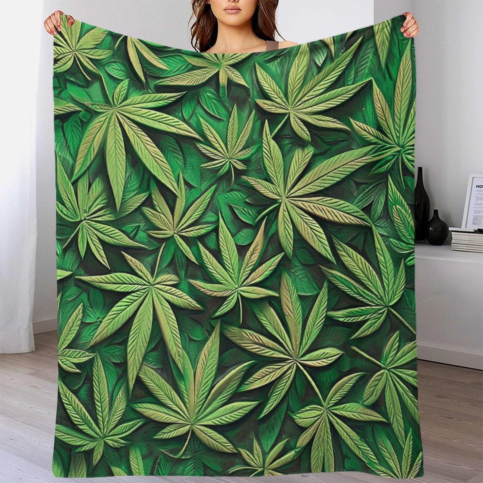 Coperta morbida in pile di flanella con foglie di palma, regalo di compleanno per amici, famiglia, regalo di Natale per amici per parenti, coperta natalizia per divano e letto, 150 x 200 cm