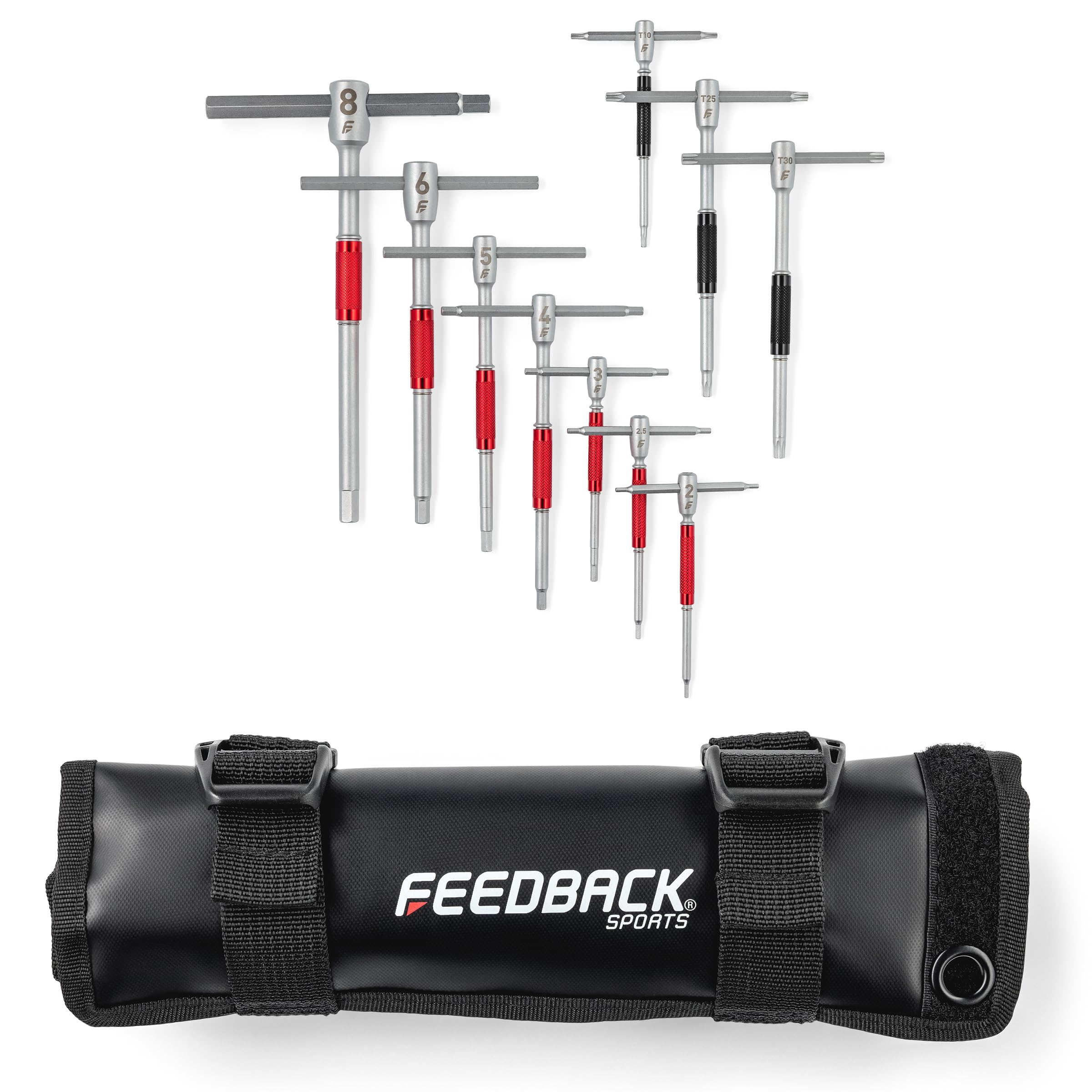Feedback Sports | Modular T-Handle Kit Hex + Torx Wrench Set | Includes 10 Tools (7 Hex Wrenches & 3 Torx) | For Bicycle Maintenance & Repair