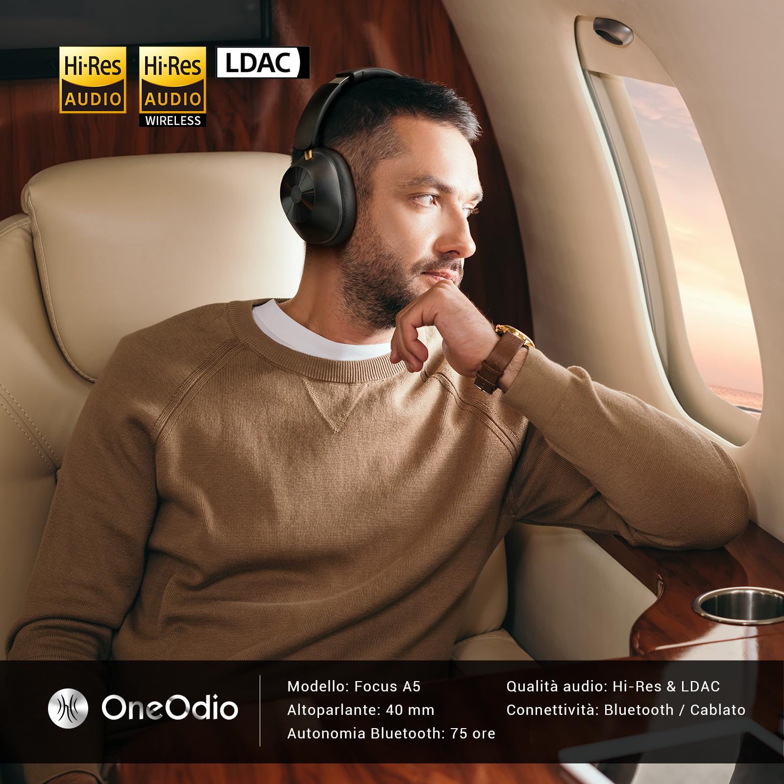 OneOdio A5 Bluetooth Over Ear Headphones Wired ANC Adaptive - Dettaglio