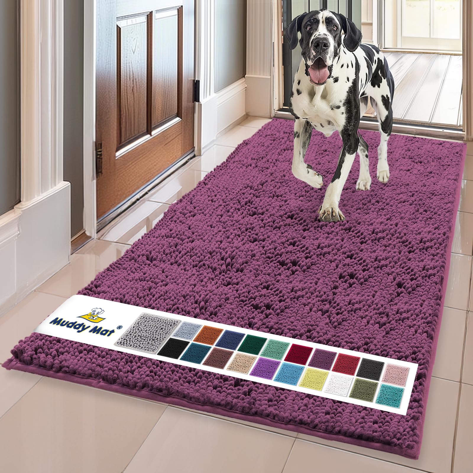 Muddy Mat® | Super Absorbent Door Mat Indoor, Microfiber Quick Dry Chenille Entryway Rug, Non-Slip Front Door Mat, Indoor Mats for Entryway, Machine