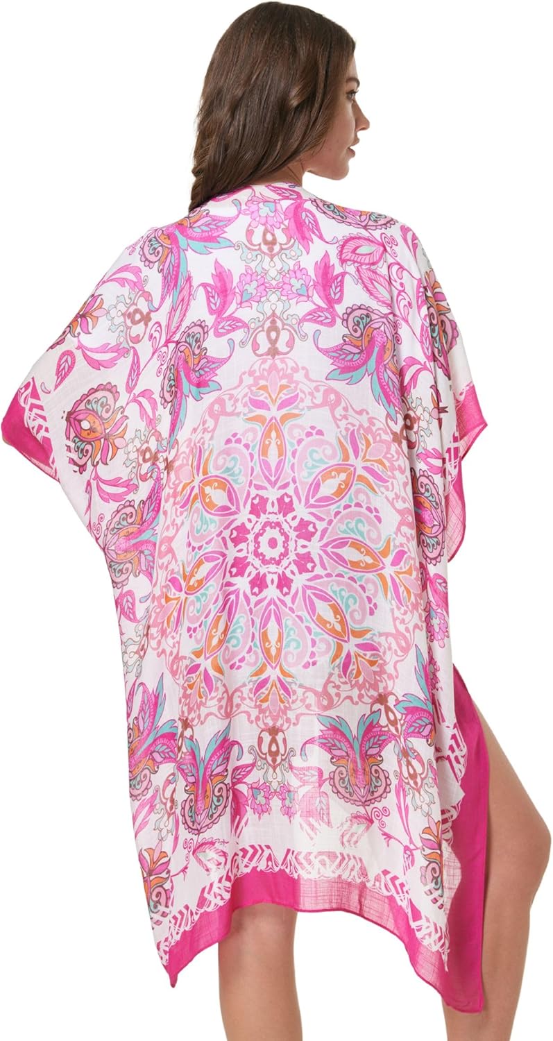 Isurrender Kimonos for Women Lightweight Swimsuit Coverup Boho Floral Beach Cover Ups for Swimwear Casual Summer Cardigan - Image 6