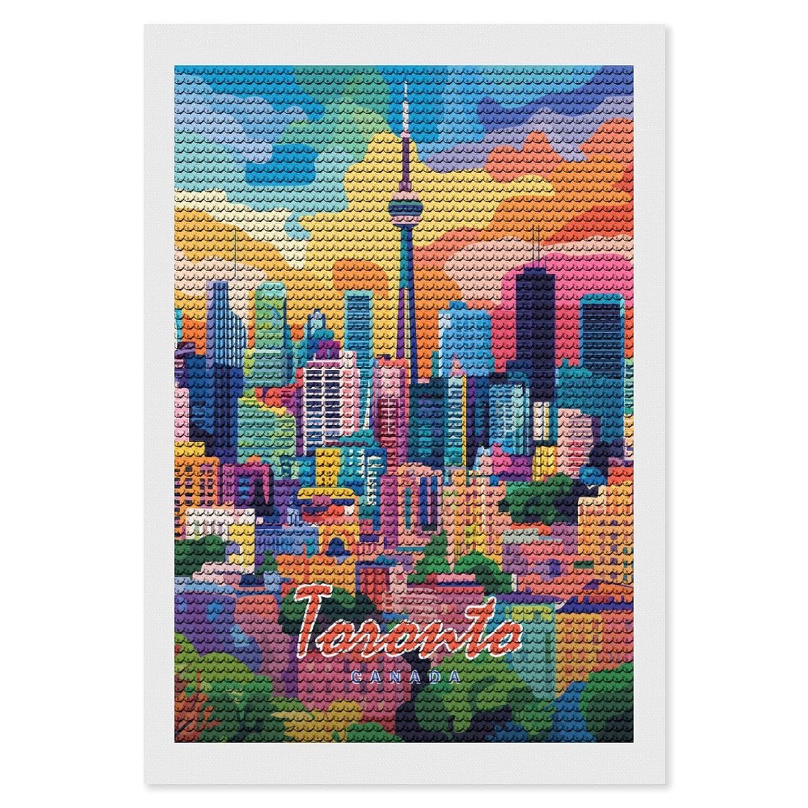Junmoney Toronto Skyline Art Print Diamond Painting Set 8"x12", for Beginners, Modern Decor, Simple to Start, Gift Idea, Pleasing Wall Art Project