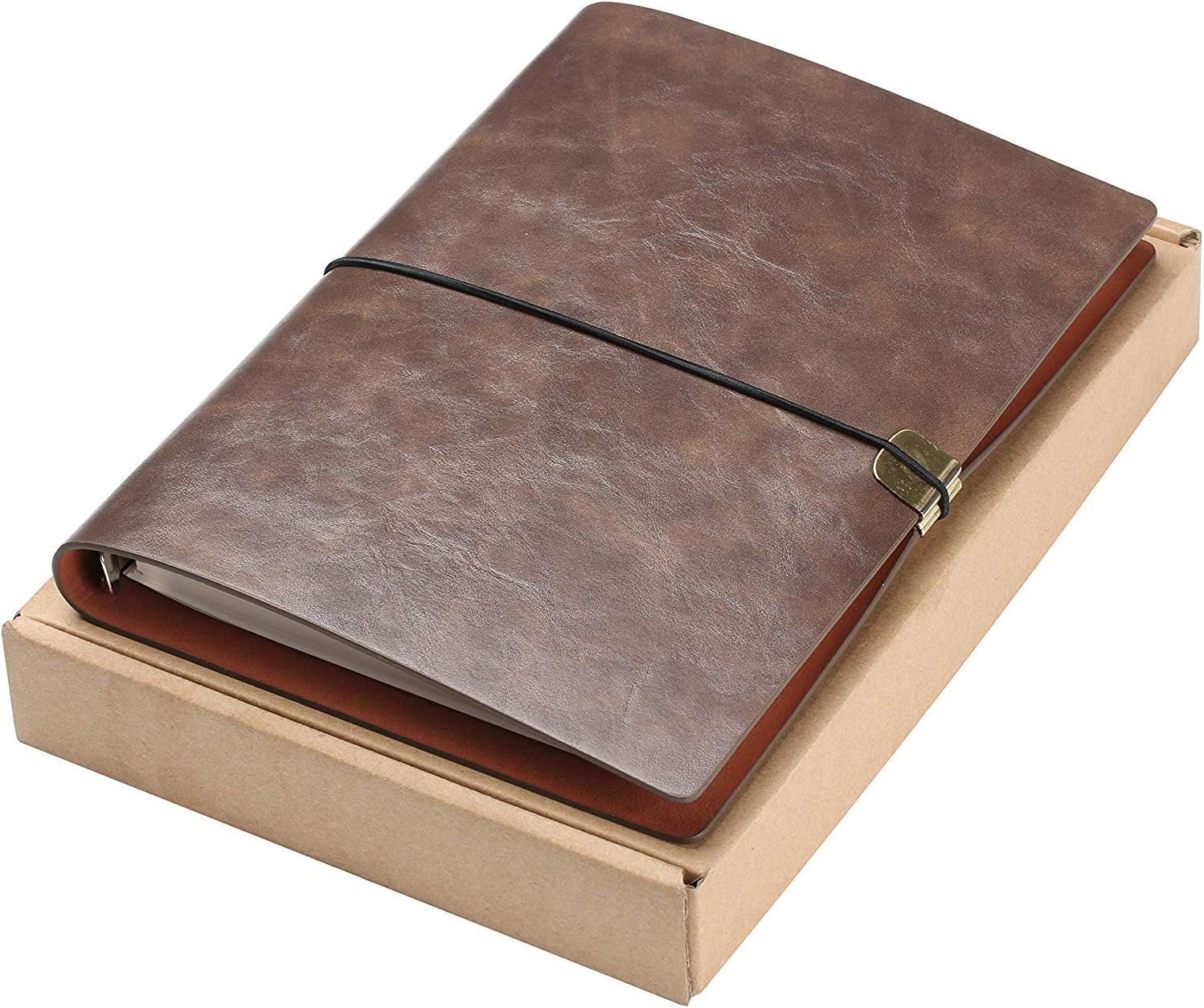 A5 Leather Writing Journal Refillable Travelers Notebook Notepad Diary Sketchbook Vintage Girls Boys Student(Deep Brown)