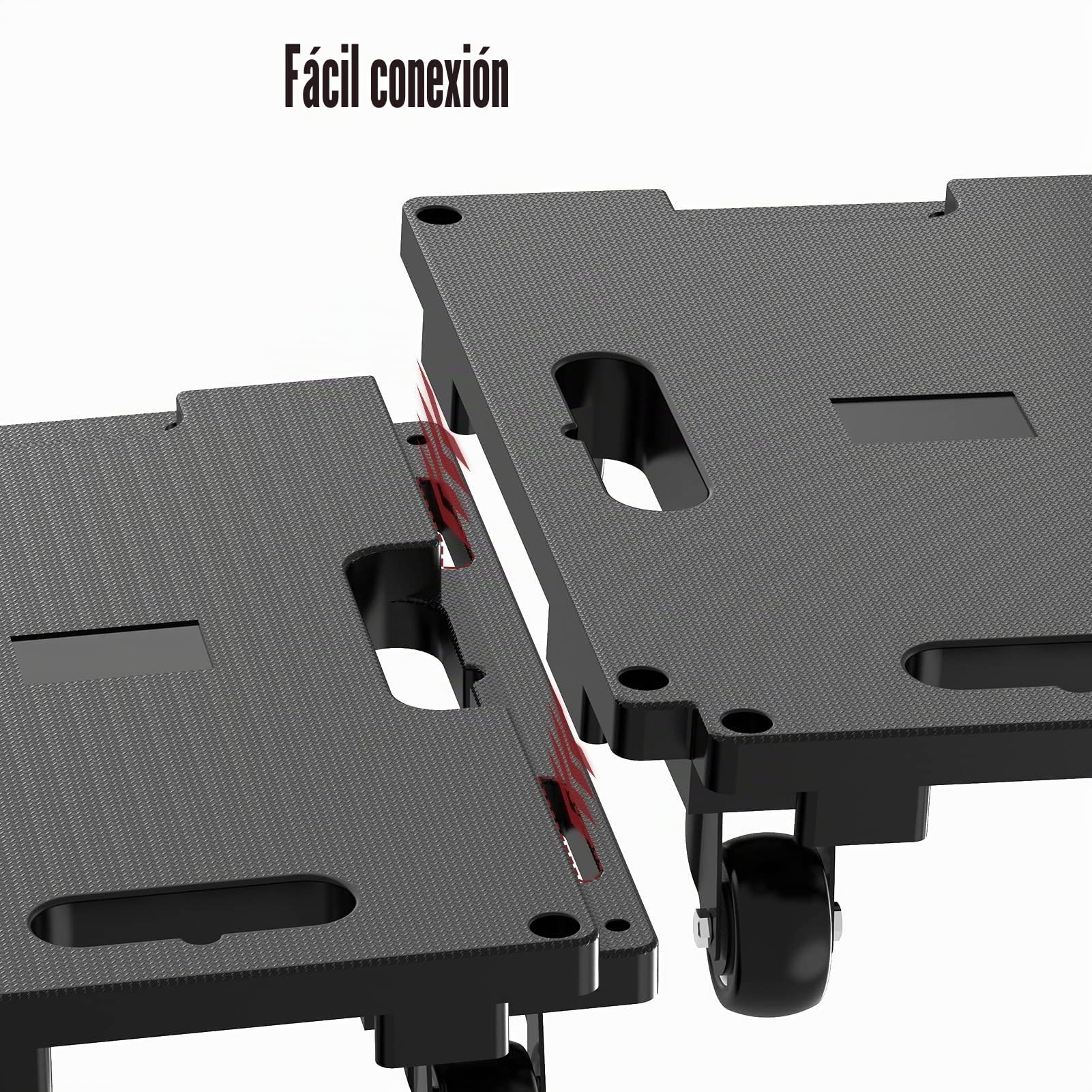 SOLEJAZZ Juego de ruedas para transporte, capacidad de carga de 200 kg, carro de transporte de muebles enlazable, ruedas para transporte de muebles, ayuda para mudanzas, Negro, 1 paquete