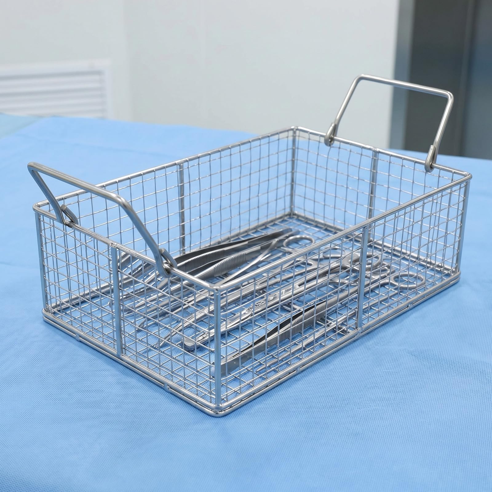 SHINEOFI Cesta para Esterilización Profesional Resistente Altas Temperaturas y Filtro de Acero Inoxidable para Limpieza Ultrasónica de Instrumentos Médicos
