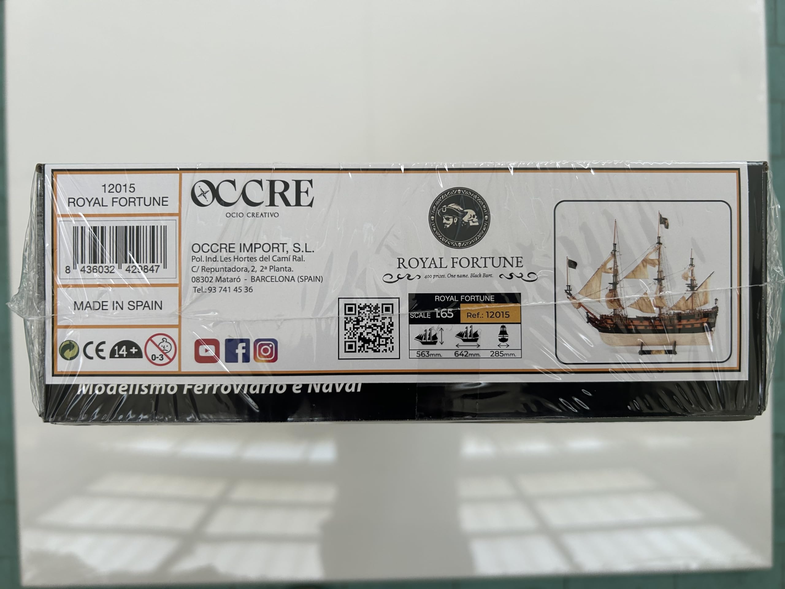 Occre 12015 Royal Fortune, Kit Modello Nave Pirata in Legno, Scala 1/65, 642x285x563 mm, Legno di Tiglio
