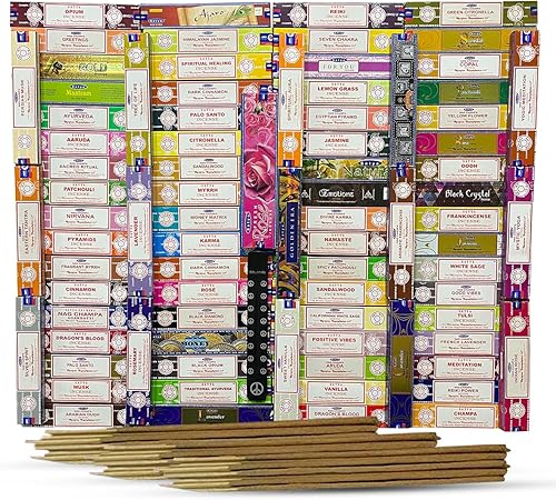 Vista 18 de Satya - Paquete surtido de varillas de incienso #1 y soporte para varillas de incienso con 6 fragancias de la serie natural