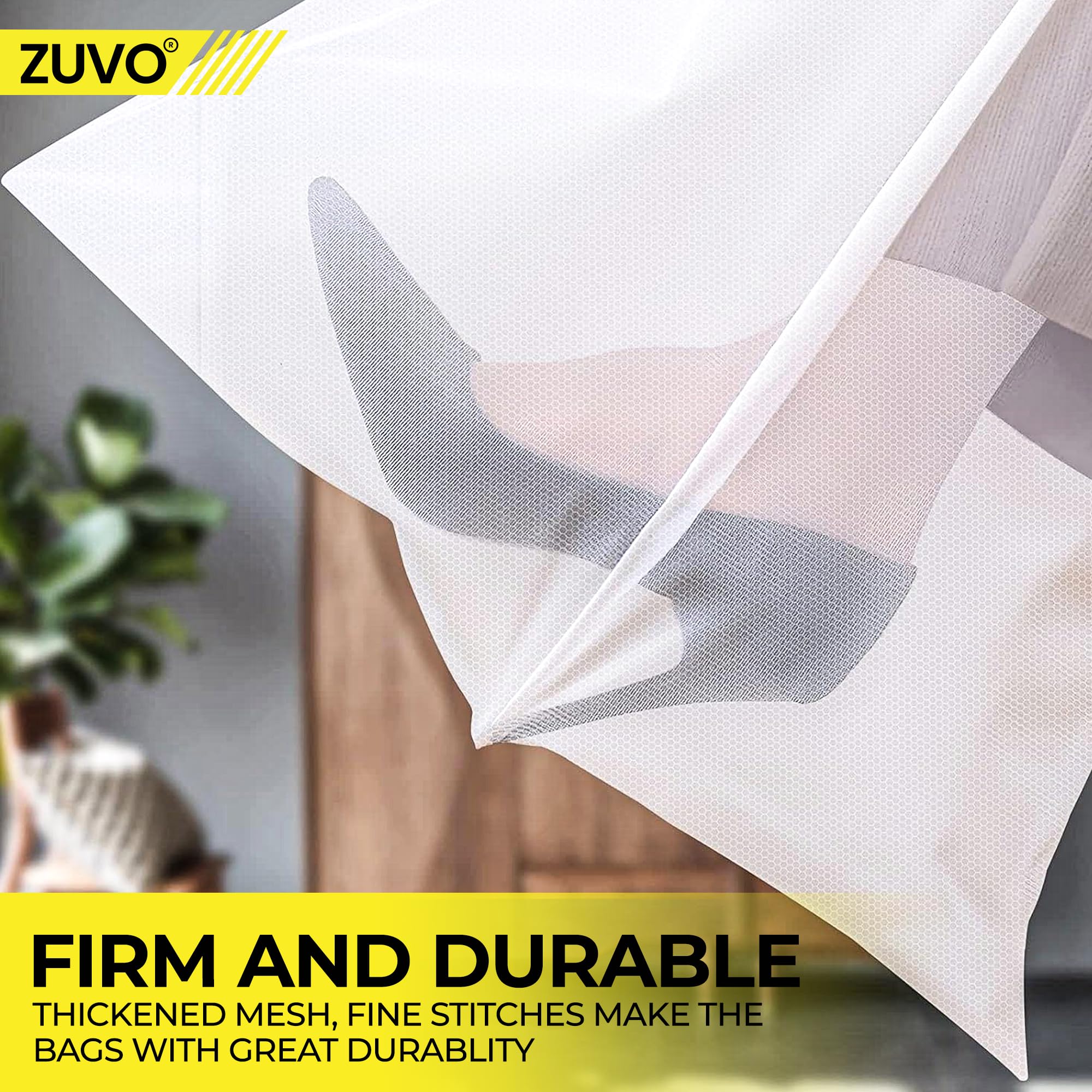 Zuvo Mesh Laundry Bags (4-Pack) - Wash Bags for Delicates Socks & Lingerie - Laundry Net Bags for Washing Machine with Zips - Image 4